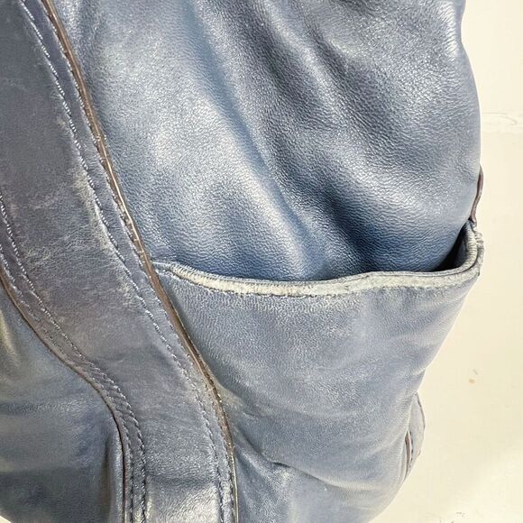 y2k Vintage Michael Kors Navy Blue Ludlow Leather Drawstring Shoulder Bag - Picture 10 of 12